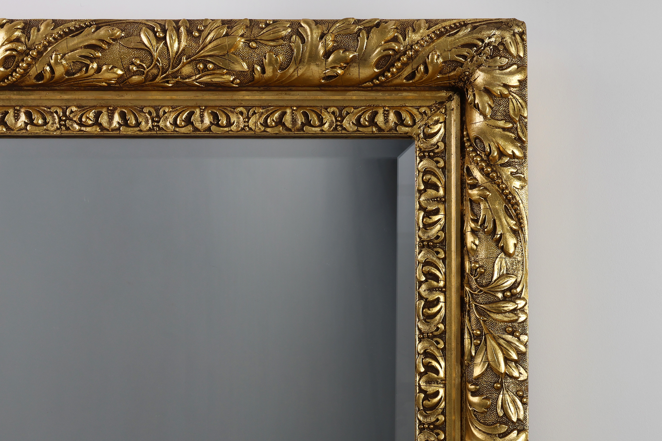 Large French Rustic Baroque Oak Wall Mirror, circa 1850thumbnail